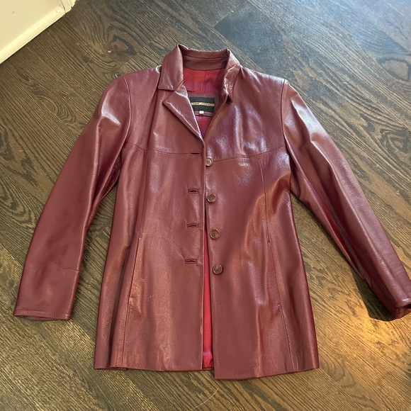 Casini Firenze Maroon Leather Jacket - Picture 1 of 3